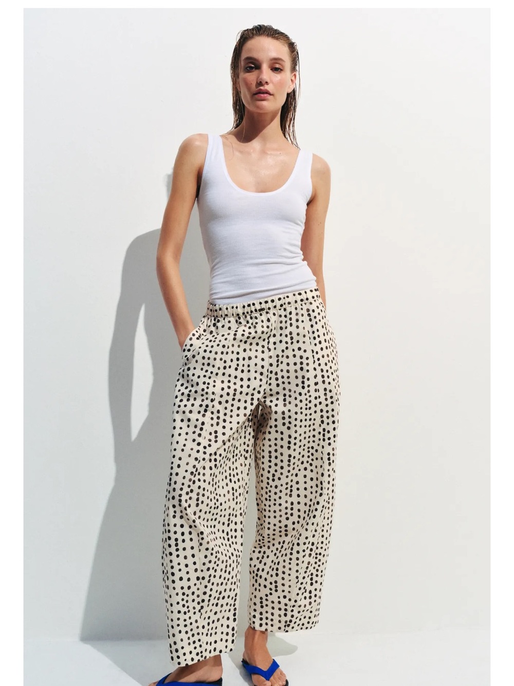 Zara ZW COLLECTION POLKA DOT PAJAMA PANTS